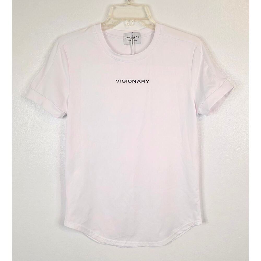 Visionary Short Sleeve Unisex Tee NWOT White w/Navy Detail Size Small Fall 2022